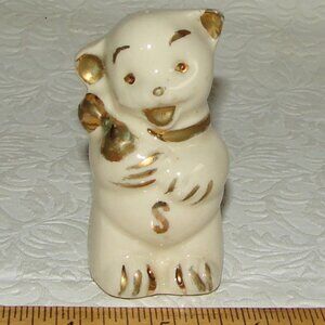 Vtg Shawnee Bear w/Gold Trim Salt SHAKER, Single Replacement, Polar Bear
